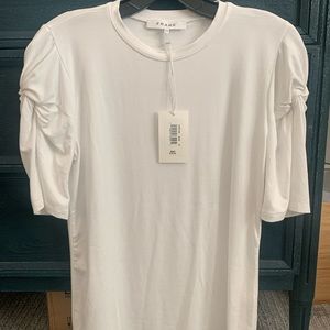 Frame Knot Puff Sleeve White Shirt